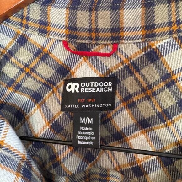 Outdoor Research Mens Size M Feedback Flannel Twill Shirt Plaid UPF 50 Gorpcore - Picture 7 of 11